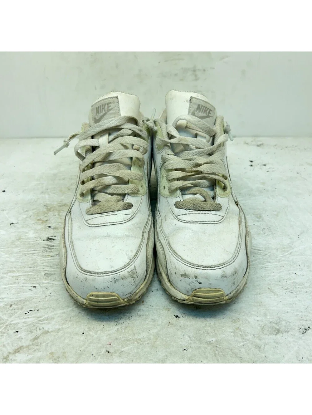 Nike Men's Air Max 90 Leather Athletic Shoes 302519-113 White Size 9.5M